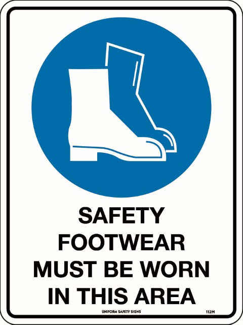 SIGN SAFETY FOOTWEAR MUST BE WORN IN THIS AREA 300X225 POLY 15M
